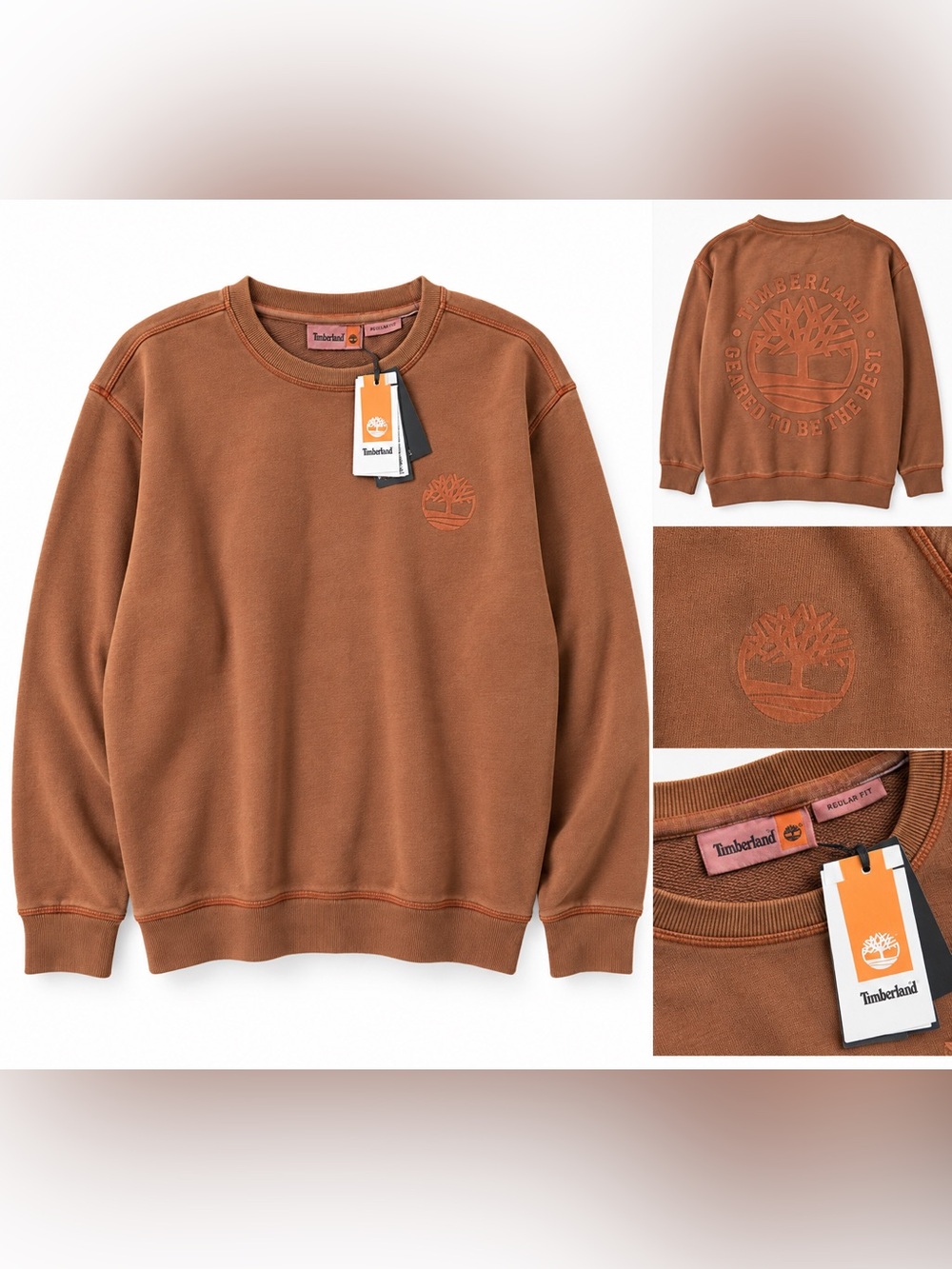 Timberland Geared To Be The Best Sweatshirt XL NWT Brown Rust Graphic